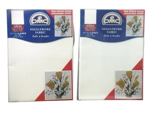 Lot of 2 DMC Needlework Fabric Aida 14ct Extra Large 20” x 30” White/Cream NEW - Picture 1 of 8