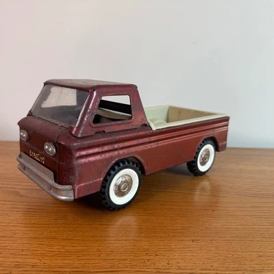 Vintage 1960s Structo Pickup Truck Maroon Pressed Steel White Wheels USA Made - Image 1 of 4