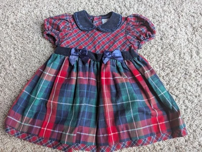 Vestido de fiesta vintage años 90 18 meses rojo azul verde a cuadros  Foto 1 de 4