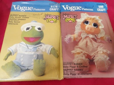 MUPPET BABIES KERMIT/MISS PIGGY JIM HENSON  15"DOLLS AND CLOTHES SEWING PATTERNS - Image 1 of 2