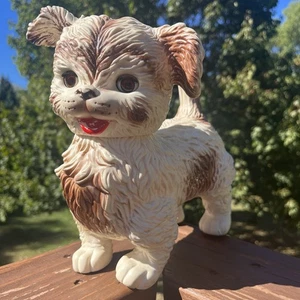 Vintage 1963 Edward Mobley Gummi quietschend 10" Hund bewegt Schlafaugen & Kopf - Bild 1 von 5