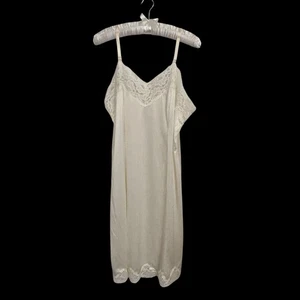 Maxi camisón romántico con correas ajustables de encaje femenino satinado marfil para mujer talla XL - Imagen 1 de 6