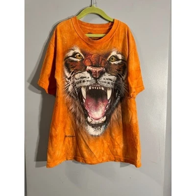 The Mountain roaring orange tiger acid washed tshirt short sleeve kids Large - Image 1 of 4