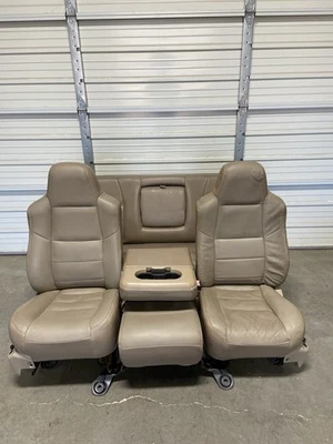 1999-2010 FORD F250 F350 F450 SUPER DUTY FRONT AND REAR SEATS TAN LEATHER - Image 1 of 4