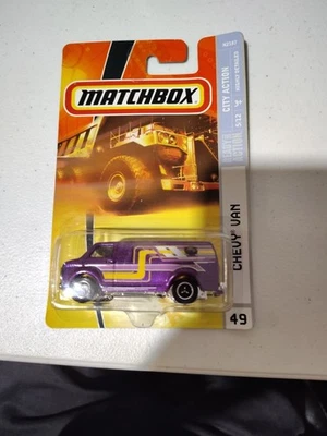 2007 MATCHBOX City Action CHEVY VAN  PURPLE Ready For Action #49 - Image 1 of 4