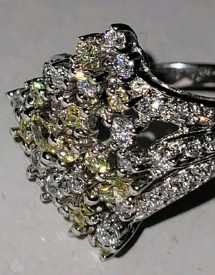 Nuevo NiB Victoria Wieck Canary & Clr Abs. Anillo con racimo de plata de ley talla 6 circonita cúbica Foto 1 de 4