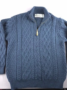 Aran Crafts 100% Merino Wool Chunky Cable Knit 1/4 Zip Sweater Women’s Large  - Picture 1 of 19