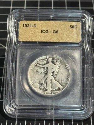 1921-D Walking Liberty Half Dollar 50c ICG G6 - Image 1 of 2
