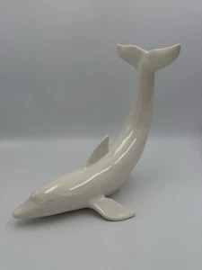 Vintage 12" JARU Keramik Keramik Delfin Skulptur Creme Modernist - Bild 1 von 11