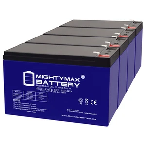 Mighty Max 12V 9AH GEL F2 Replaces Alpha Tech. Nexsys 1250, 1250E - 4 Pack - Picture 1 of 6
