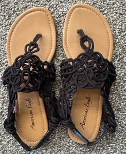 👡👡American Eagle Crochet Women’s Sandals Size 8 Black NEW👡👡 - Picture 1 of 4