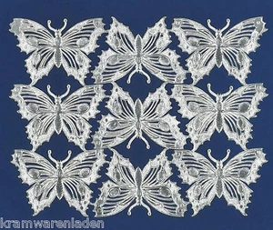 Mariposas de cartón antiguas originales de Dresde en relieve en plata - DIE CUT SCRAPS - Imagen 1 de 1