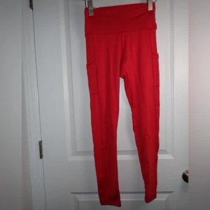 Aerie Red Climate Comfort Cotton High Rise Blend Pedal Pusher Leggings pockets M - Picture 1 of 7