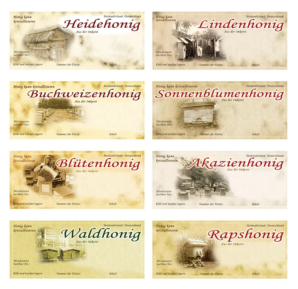 LYSON Selbstklebende Honig-Etiketten 116x50-100StkAufkleber für Honigglas Retro - Bild 1 von 1