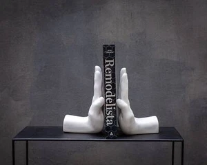 Plaster Bookends "Reading Hands." Handcrafted in Ukraine. Free Shipping. - Picture 1 of 6