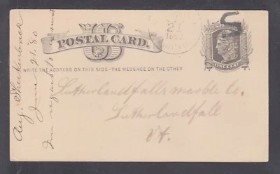 US Sc UX5 used. 1880 1c Postal Card, Minnesota "S" Fancy Cancel - Image 1 of 2