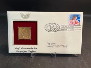 1993 PCS Deaf Communication Recognizing Deafness 29¢ FDC 22K Gold Stamp Replica - Picture 1 of 3