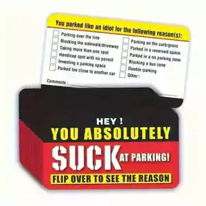 50 SIE SAUGEN ABSOLUT AUF DEM PARKPLATZ schlechte Karten gefälschtes Ticket Streich Witz Knebel Geschenk - Bild 1 von 15