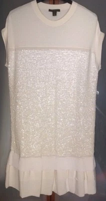VESTIDO MUJER LOUIS VUITTON $5000 MARFIL SEDA/ALGODÓN LENTEJUELAS TALLA L PRE-USADO ITALIA Foto 1 de 4