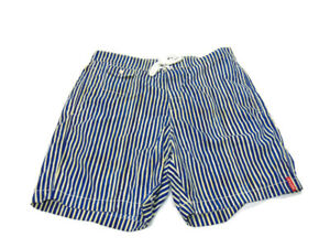 Tommy Bahama Trunks Blue Yellow Stripe Drawstring Pockets Nylon Swim Mens Size M