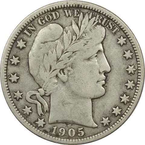 1905 Philadelphia Mint Barber Silver Half Dollar VF-Key/Very Fine/Low Mintage Cover