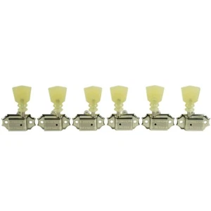 NEW Kluson 3x3 Deluxe Locking Tuners, Dbl Ring, Plastic Keystone Buttons, NICKEL - Picture 1 of 1