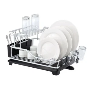 D.Line "Pinnacle" Aluminium 2 Tier Dish Rack Drying Drainer Board Tray Organiser - Picture 1 of 6