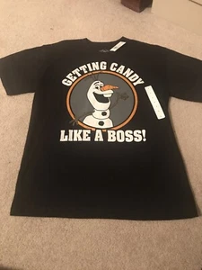 Boys Large Disney Frozen Short Sleeve Top New With Tags Black - Picture 1 of 2