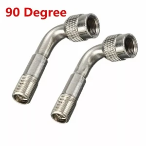 Popular 2x CAR MOTORBIKE TYRE VALVE EXTENSION ADAPTOR 90 DEGREE ANGLE SILVE*oa - Picture 1 of 7