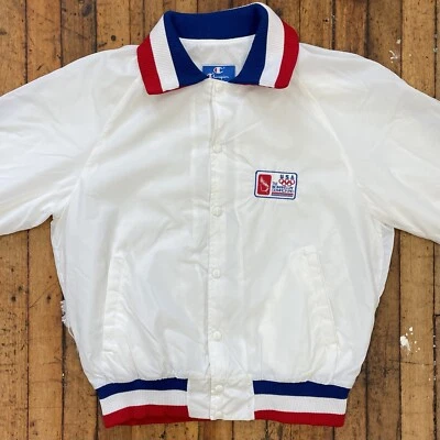 Chaqueta Blanca A Presión Vintage USA Grande Champion Bay Olympic Fund Foto 1 de 4