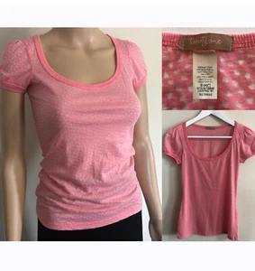 Vintage 90s Twenty One Top Sz Small Pink w/Sheer White Hearts Made in USA - Picture 1 of 15