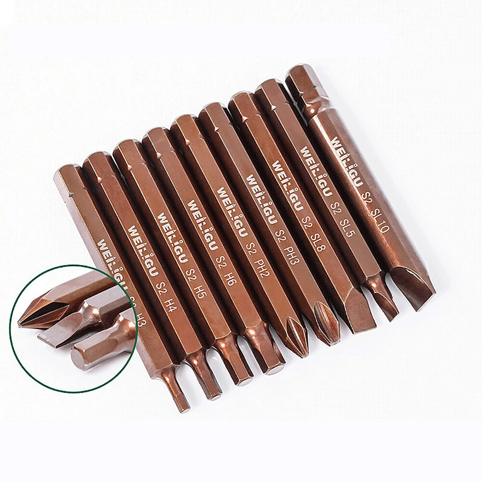 80mm Length Hex/Torx/Phillips/Flat Bit Insert Impact Wrench Set Screwdriver 70mm - Image 1 of 4