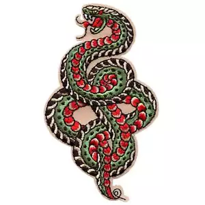 Traditional Snake Tattoo Patch Reptile Art Alternative Embroidered Iron On - Picture 1 of 2