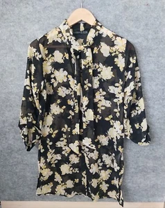 ATMOSPHERE Womens Top Blouse Multicoloured Floral 3/4 Roll Tab Sleeve Size 10 - Picture 1 of 24