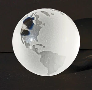NATICO Glass GLOBE PAPERWEIGHT Model 60-P18 Clear and Frosted - Nice - NOS - Picture 1 of 12