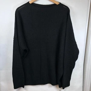 Ugerlov Oversized Knit Sweater Merino Wool Blend Pullover Black L/XL - Picture 1 of 7