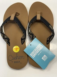 Reef Cushion Sandals Women’s Sz 5 Brown Black Flip Flop Slippers New With Tags - Picture 1 of 13