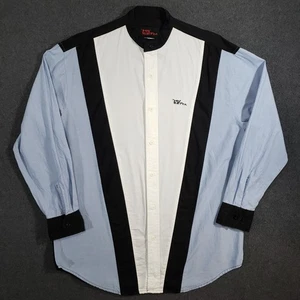 Vintage Mo Betta Western Shirt Blue Black Standing Collar Button Up Garth Brooks - Picture 1 of 8
