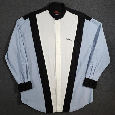 Camisa Western Mo Betta Vintage Azul Negra Cuello De Pie Abotonada Garth Brooks Foto 1 de 4