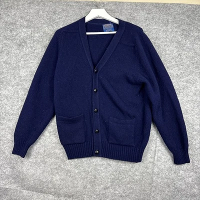 Pendleton Cardigan Sweater Knit Vintage Size Medium Blue Made In USA 1960s Wool - Image 1 of 4