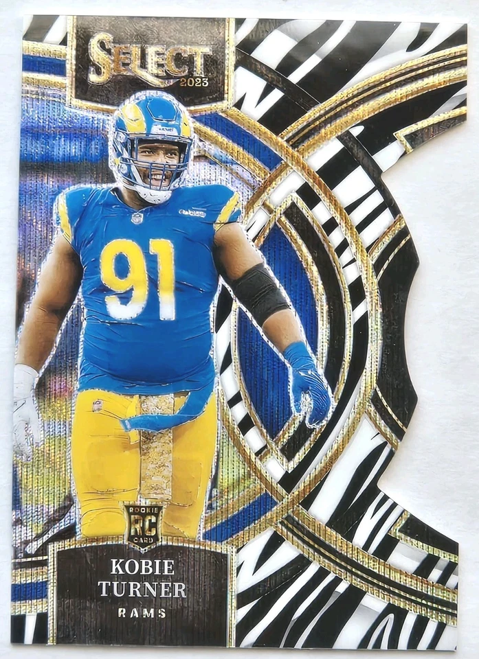 KOBE TURNER ZEBRA DIE-CUT PRIZM 2023 PANINI SELECT PREMIER LEVEL RAMS CASE HIT!! - Image 1 of 4