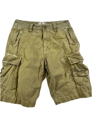 AMERICAN EAGLE Khaki Distressed Rugged Constructed Cargo Shorts 30 Vtg Longer - Image 1 of 4