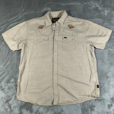 Howler Bros Shirt Men Medium Crosscut Deluxe Pearl Snap Rising Sun Western Aztec - Image 1 of 4