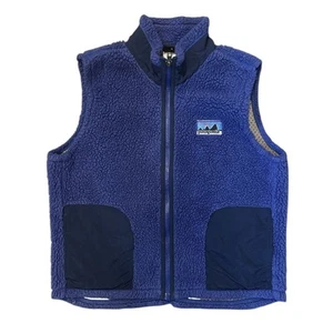 Patagonia Vintage Sherpa vest youth kids Medium full zip Logo pockets retro  - Picture 1 of 8