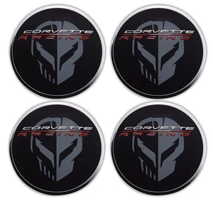 Genuine Chevrolet Corvette C8 Wheel Centre Caps - Black w/ Jake Logo x4 - Picture 1 of 3