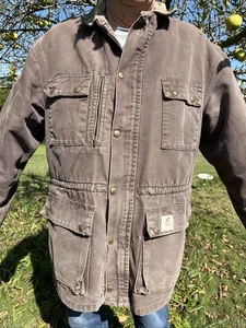 Chaqueta Carhartt Envejecida Para Hombres XL Marrón Manta Forrada Tareas Granero Abrigo de Campo - Imagen 1 de 12