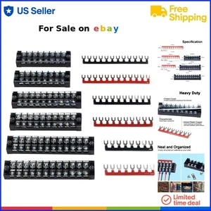Terminal Block and Strip Brass Zinc 8/10/12P 600V 25A Dual Row Wire Screw - Picture 1 of 8