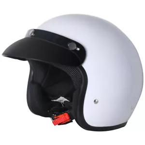 ZORAX 604 Open Face Jet Scooter Motorcycle Helmet Mod Retro Vintage Gloss White - Picture 1 of 12