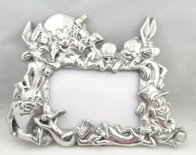 VTG Looney Tunes Metal Picture Frame Hand Made Polished Embossed Aluminum - Image 1 of 4