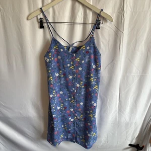 Stradivarius Womens Blue Floral Strappy Button Up Dress Small - Picture 1 of 3
